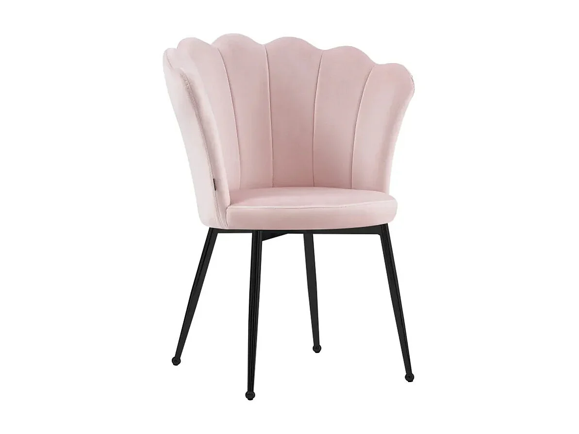 Lot de 2 chaises NYMPHEA pieds métal noir assise Velours Rose