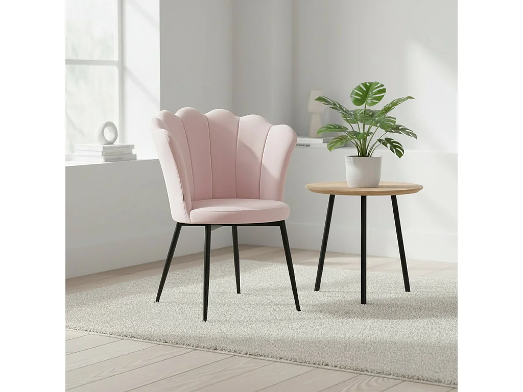 Lot de 2 chaises NYMPHEA pieds métal noir assise Velours Rose