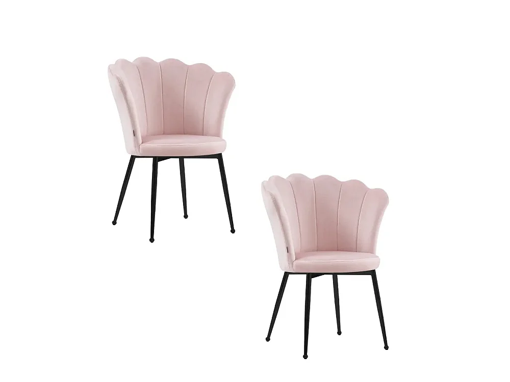 Lot de 2 chaises NYMPHEA pieds métal noir assise Velours Rose