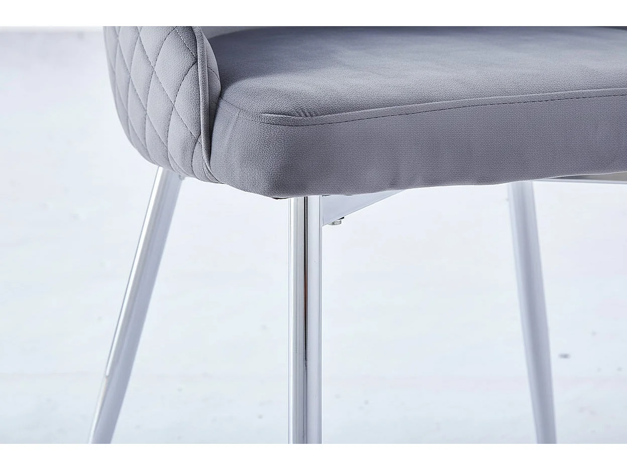 Lot 2 Chaises Salle à Manger Hilton Velours Anthracite Pieds Chrome