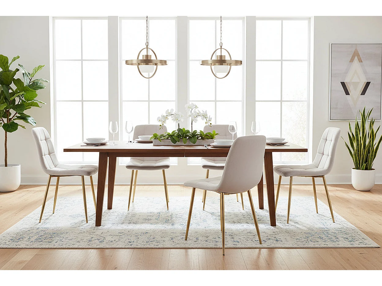 Lot 4 Chaises Salle à Manger Elisa Velours Beige Pieds Gold 42x55x87cm