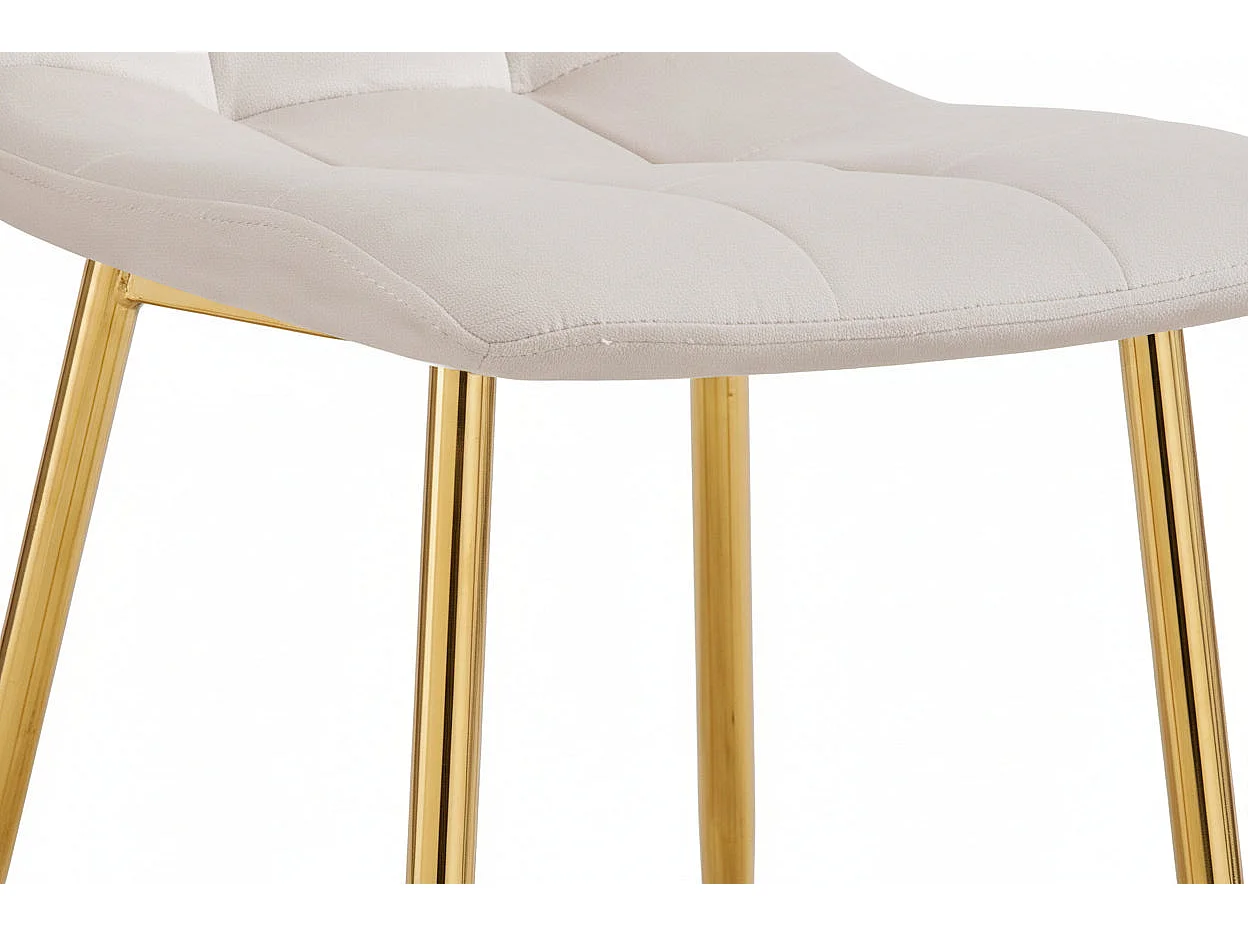Lot 4 Chaises Salle à Manger Elisa Velours Beige Pieds Gold 42x55x87cm