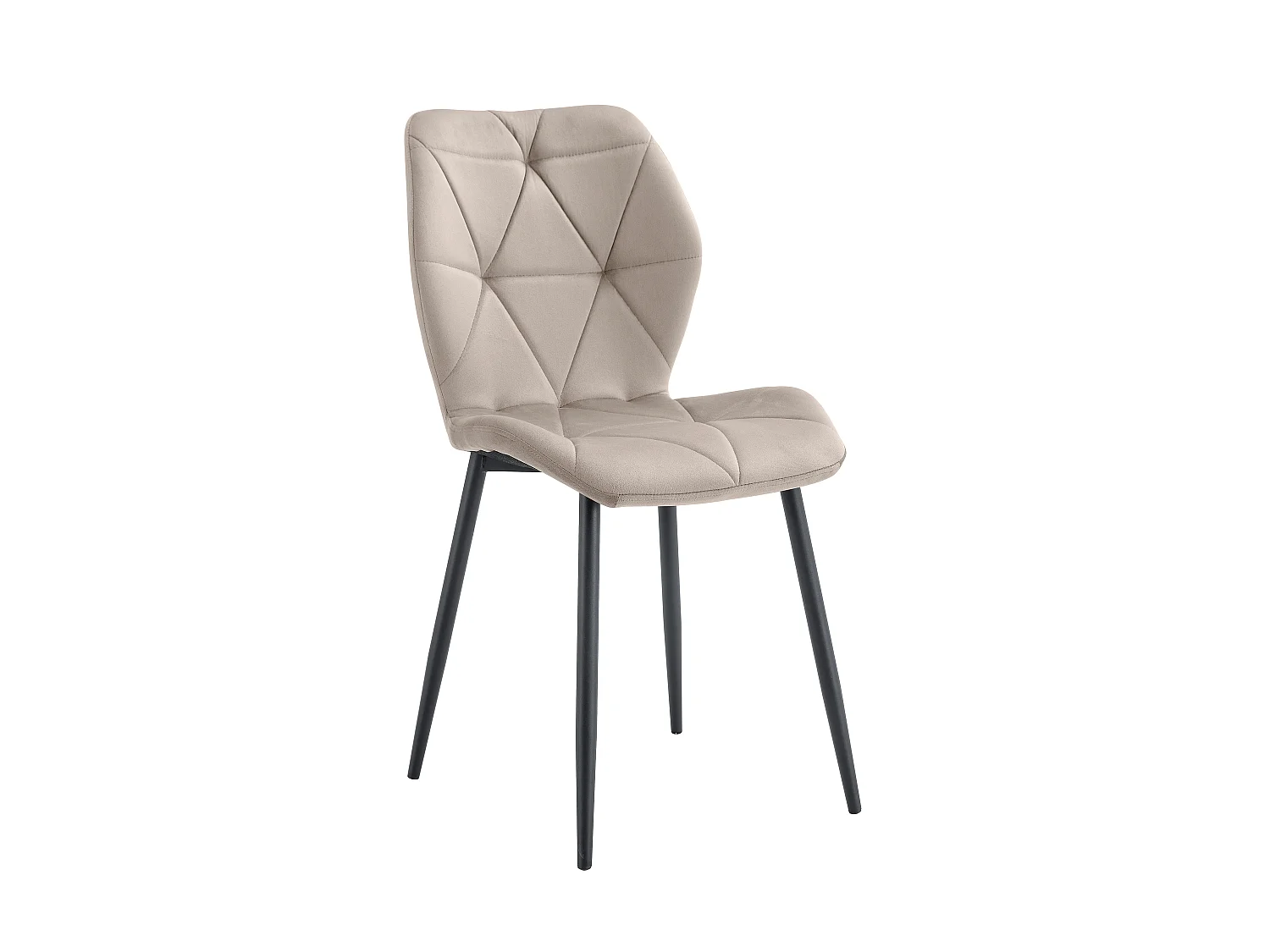 Lot 4 Chaises Salle à Manger Coquillage Velours Taupe Pieds Métal Noir 46x58,5x87cm