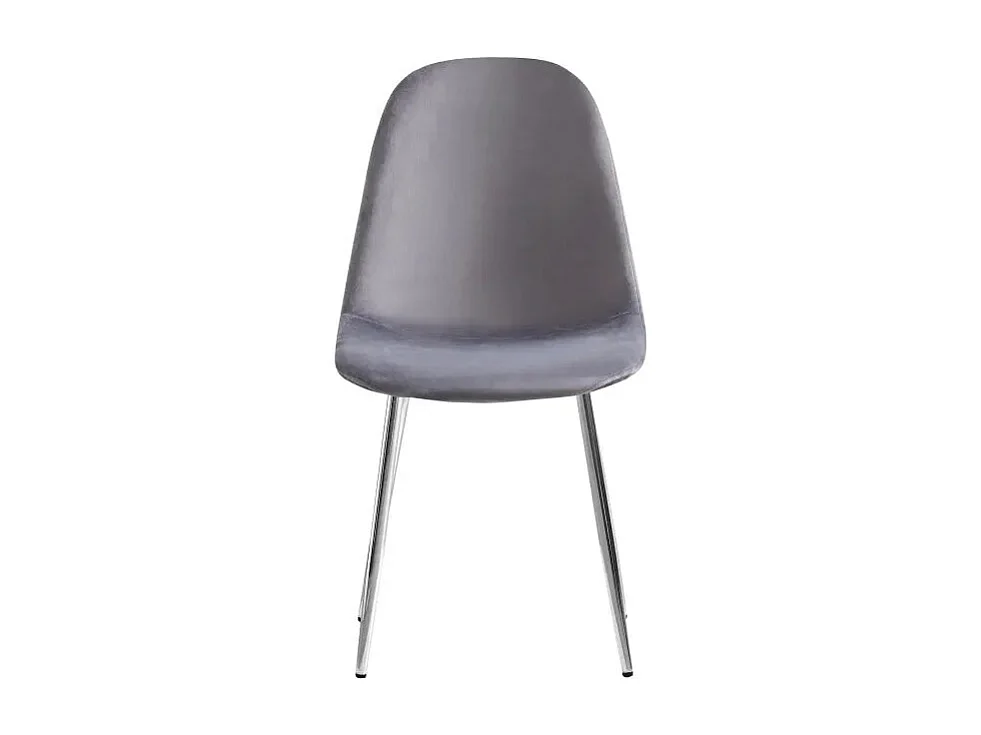 Lot de 6 chaises SCANDINAVE en velours pieds chrome - Gris
