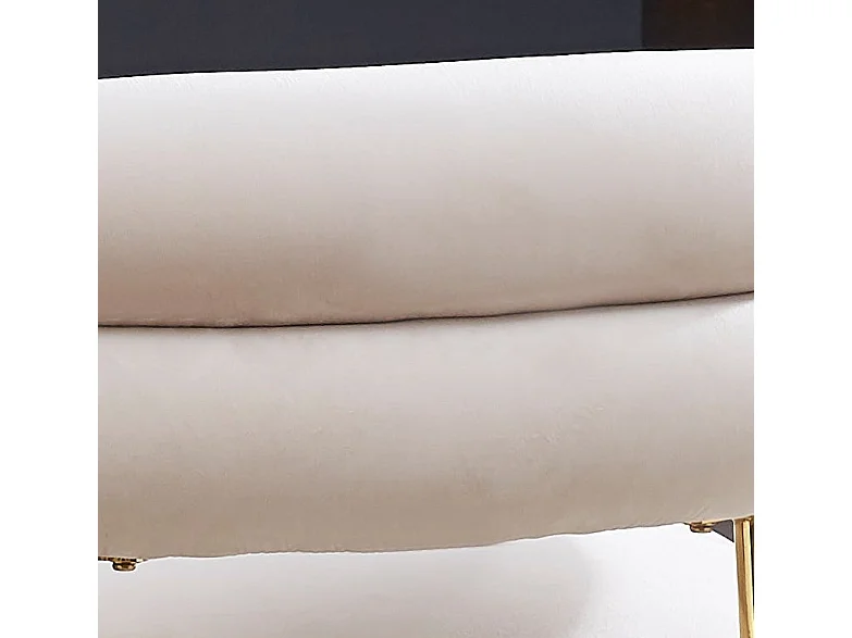 Lot de 2 Chaises BULLE avec Accoudoirs Velours Beige & Pieds Gold 72x60x77 cm