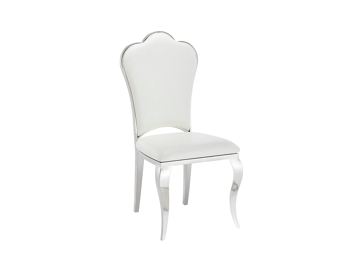 Lot de 4 Chaises Prestige Chrome simili cuir Blanc- SAKURA