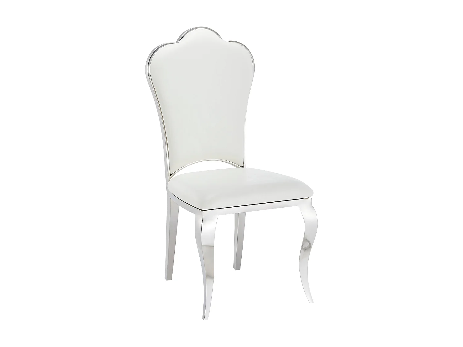 Lot de 4 Chaises Prestige Chrome simili cuir Blanc- SAKURA