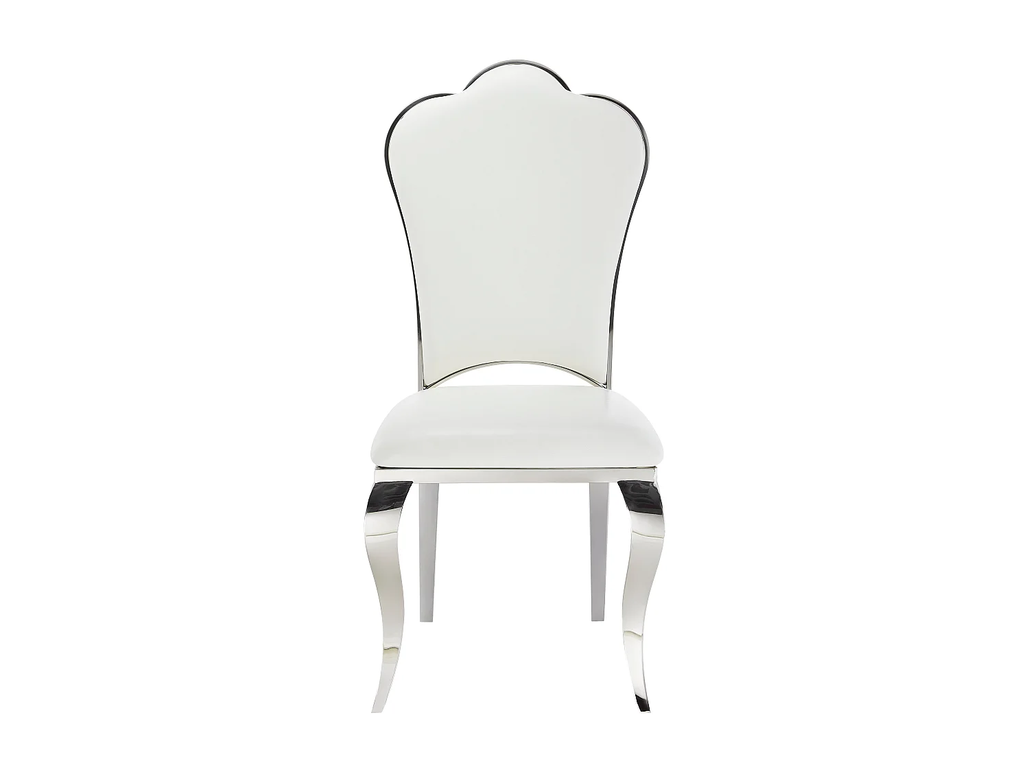 Lot de 4 Chaises Prestige Chrome simili cuir Blanc- SAKURA