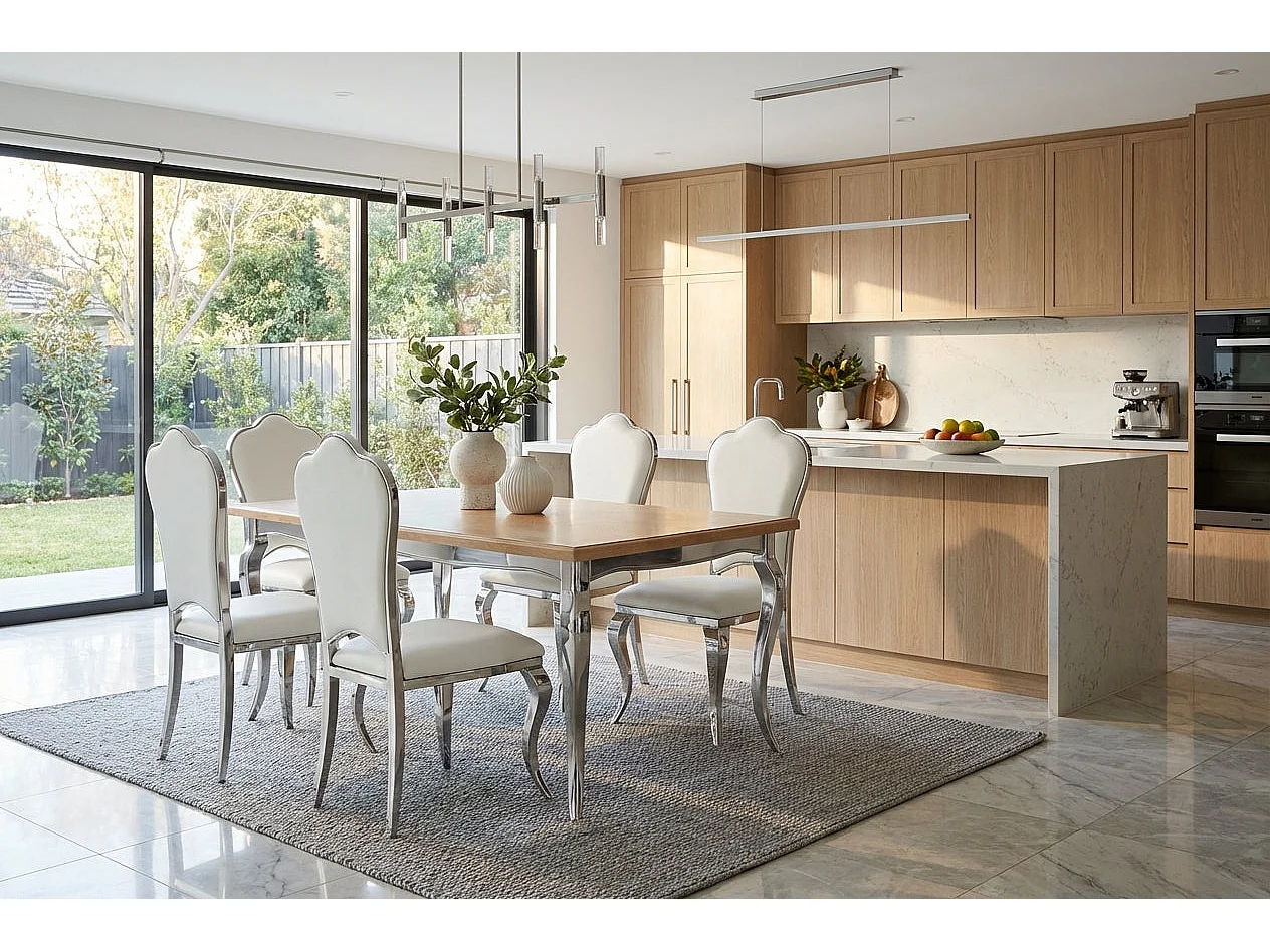 Lot de 4 Chaises Prestige Chrome simili cuir Blanc- SAKURA