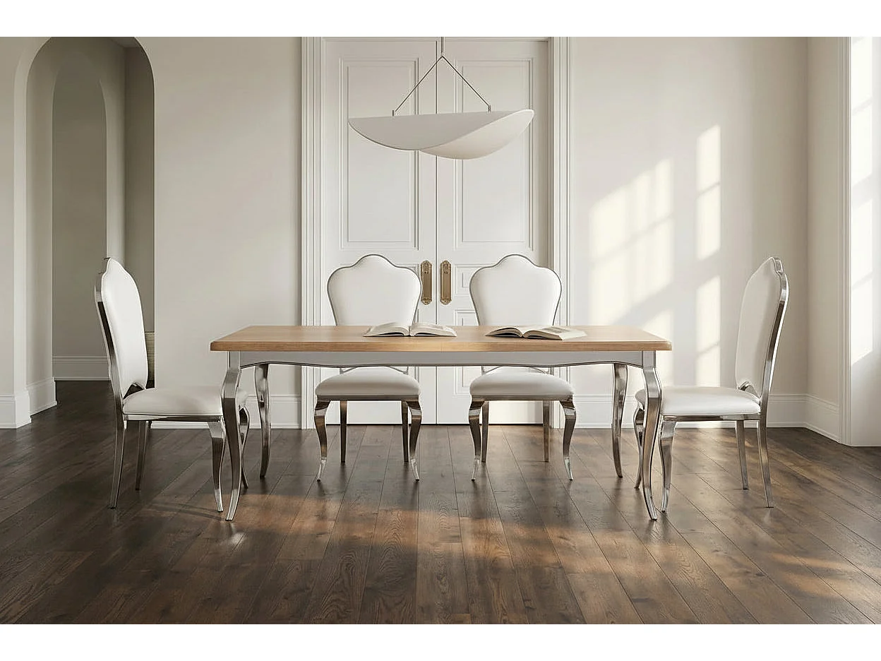 Lot de 4 Chaises Prestige Chrome simili cuir Blanc- SAKURA