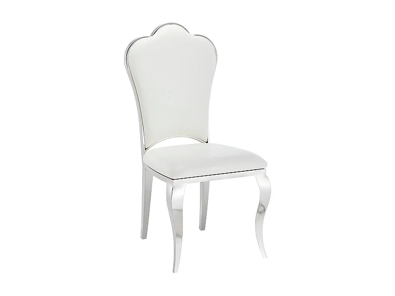 Lot de 4 Chaises Prestige Chrome simili cuir Blanc- SAKURA