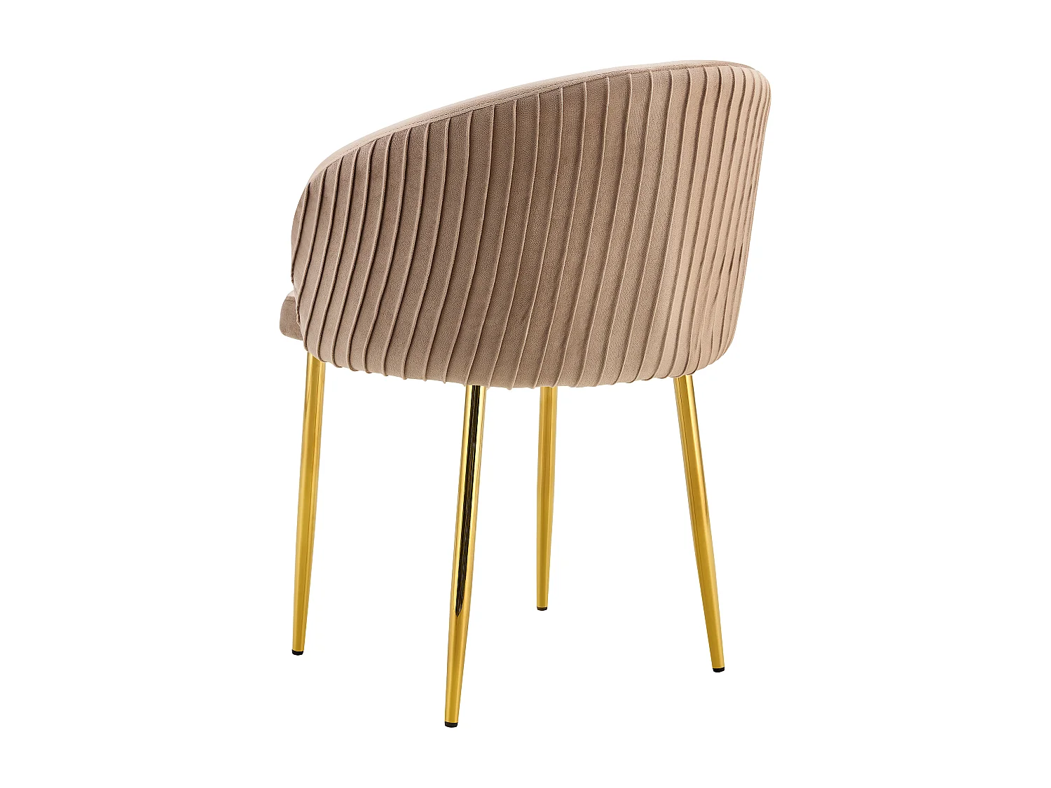 Lot 2 Chaises Salle à Manger Carlita Accoudoirs Velours Taupe Pieds Gold 44,5x50x80cm