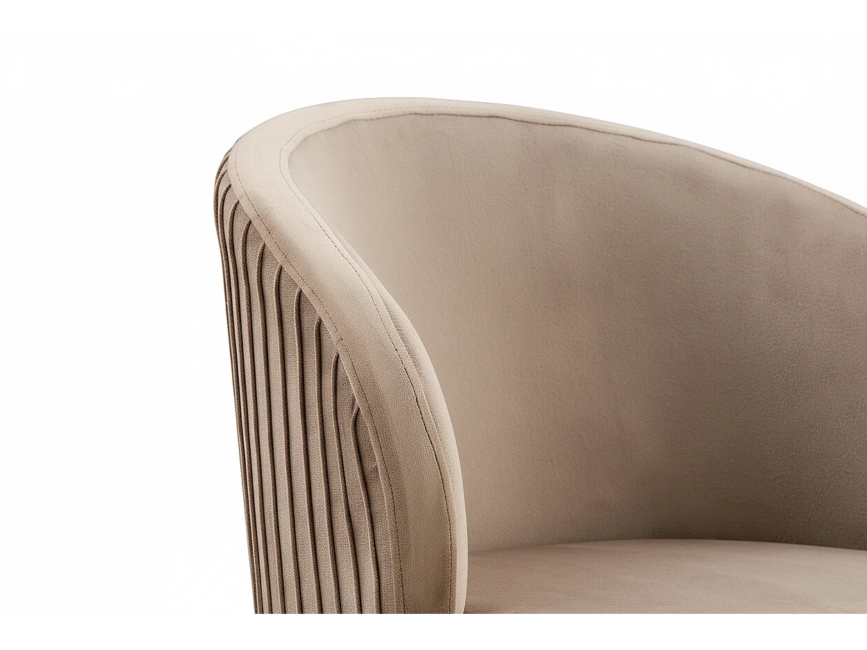 Lot 2 Chaises Salle à Manger Carlita Accoudoirs Velours Taupe Pieds Gold 44,5x50x80cm