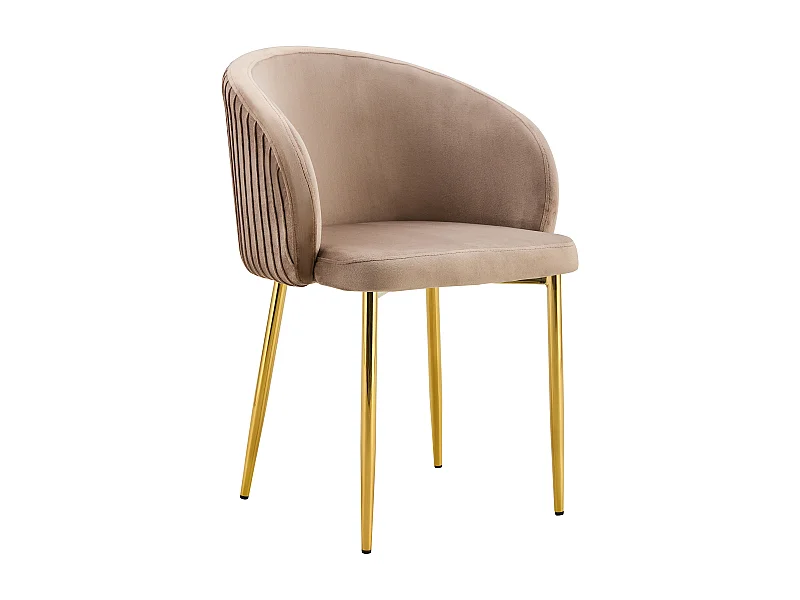 Lot 2 Chaises Salle à Manger Carlita Accoudoirs Velours Taupe Pieds Gold 44,5x50x80cm