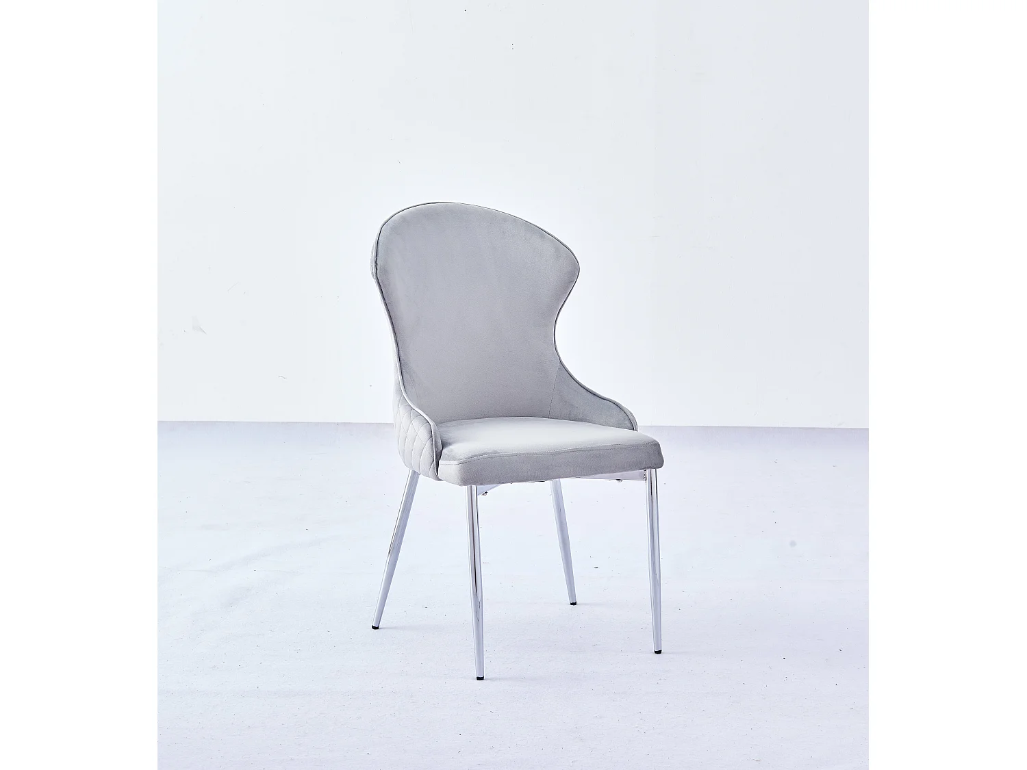 Lot 2 Chaises Salle à Manger Hilton Velours Gris Pieds Chrome