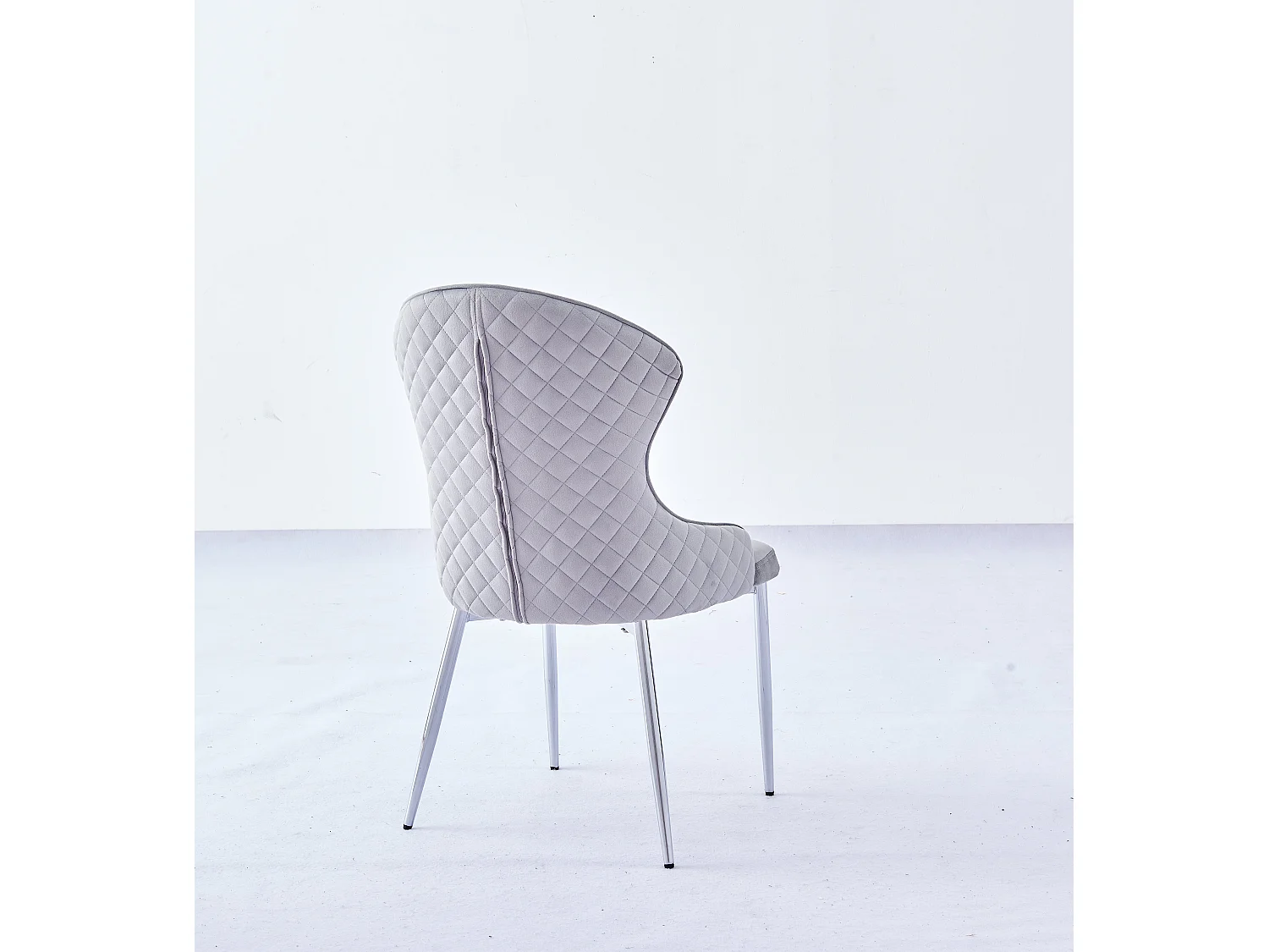 Lot 2 Chaises Salle à Manger Hilton Velours Gris Pieds Chrome