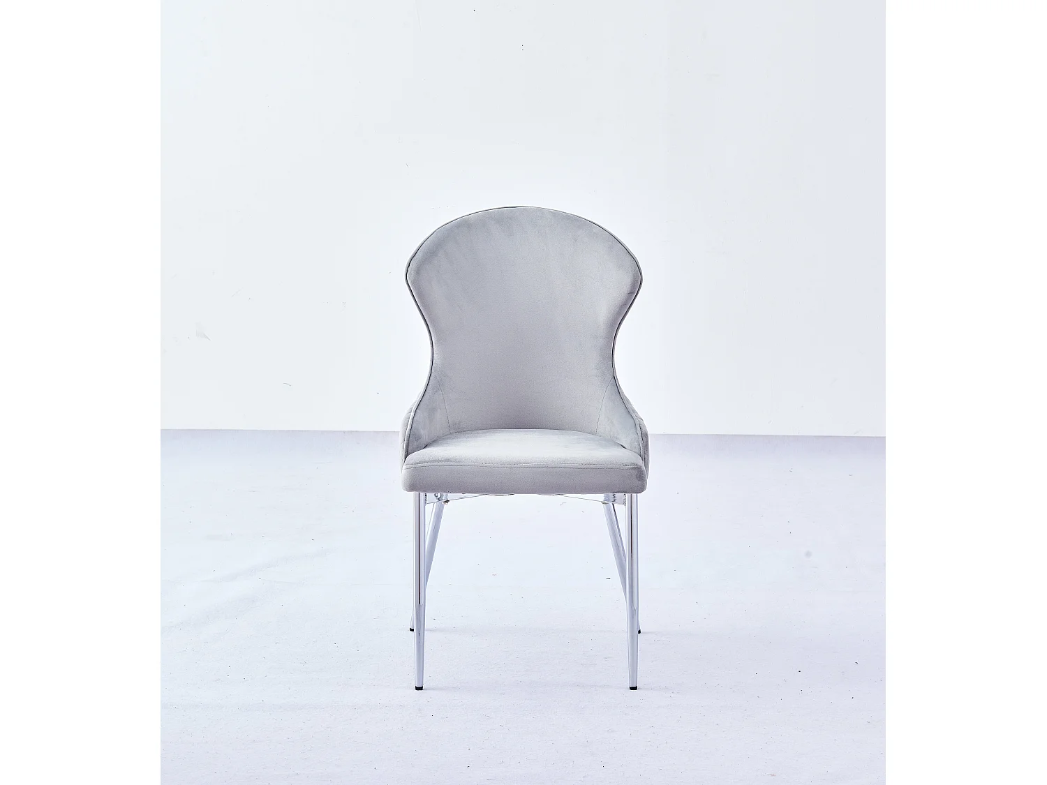 Lot 2 Chaises Salle à Manger Hilton Velours Gris Pieds Chrome