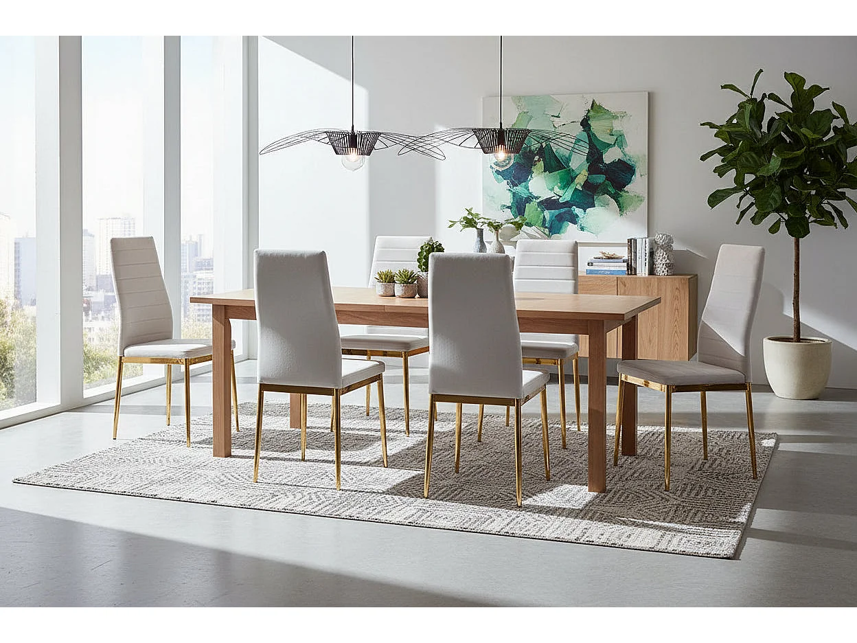 Lot 6 chaises velours moka pieds métal gold 52x45x90 cm TOLIA