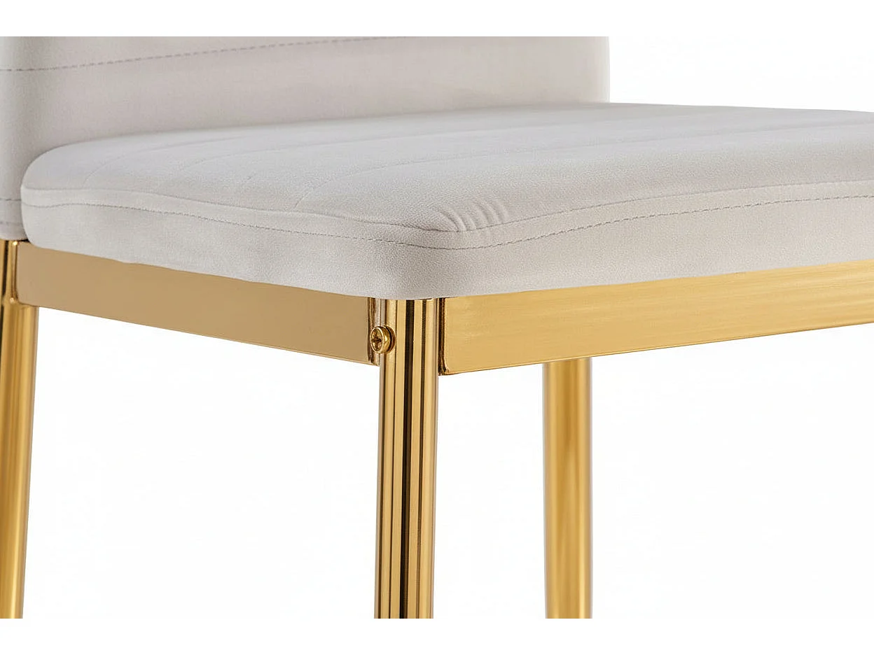 Lot 6 chaises velours moka pieds métal gold 52x45x90 cm TOLIA