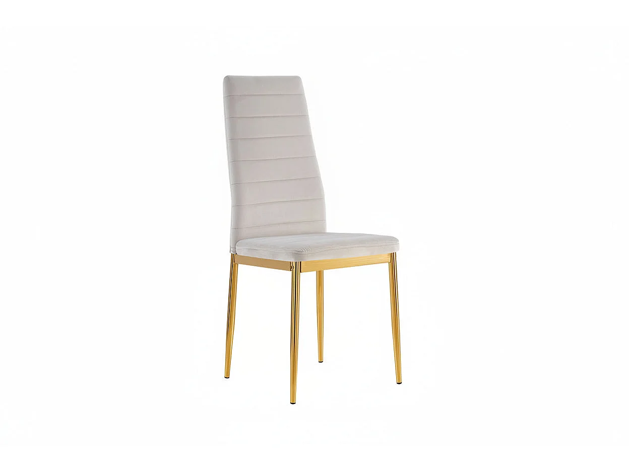 Lot 6 chaises velours moka pieds métal gold 52x45x90 cm TOLIA