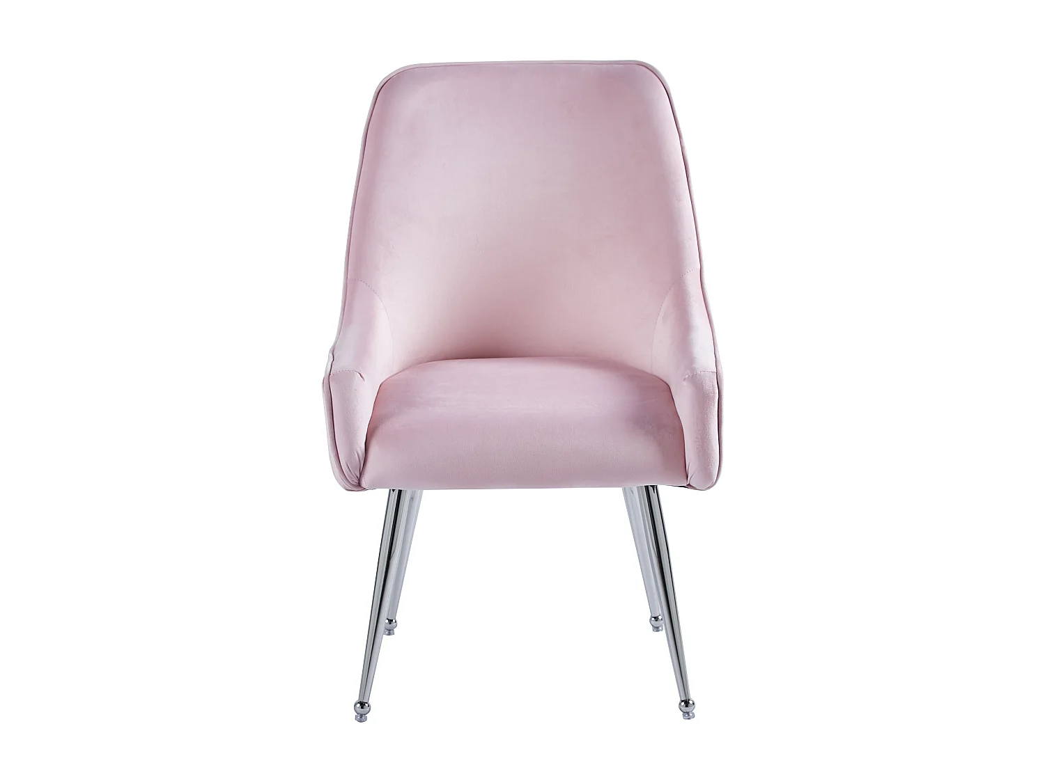 Lot 2 Chaises Salle à Manger Luxury Velours Rose Pieds Chrome 52x65,5x93,5cm