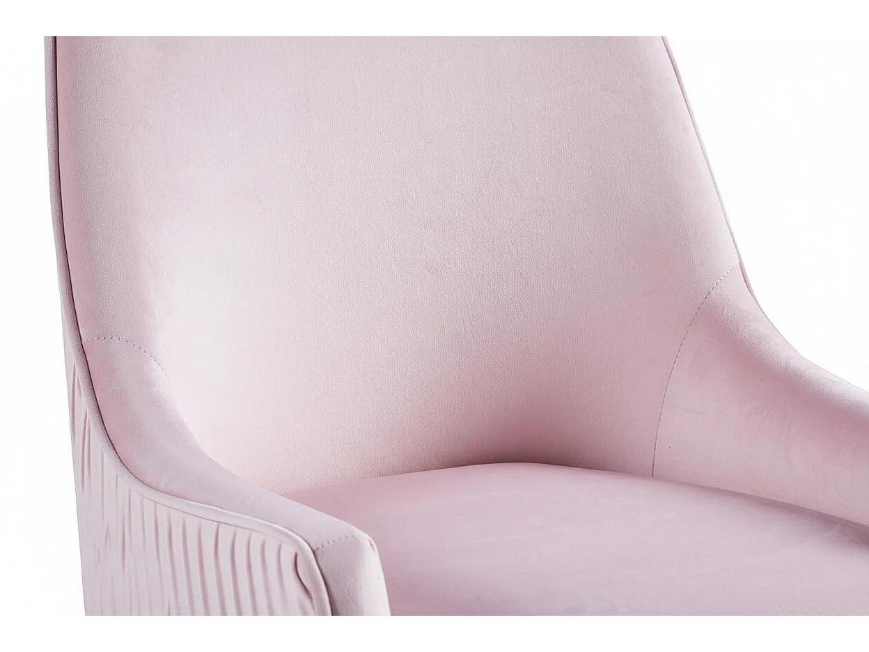 Lot 2 Chaises Salle à Manger Luxury Velours Rose Pieds Chrome 52x65,5x93,5cm