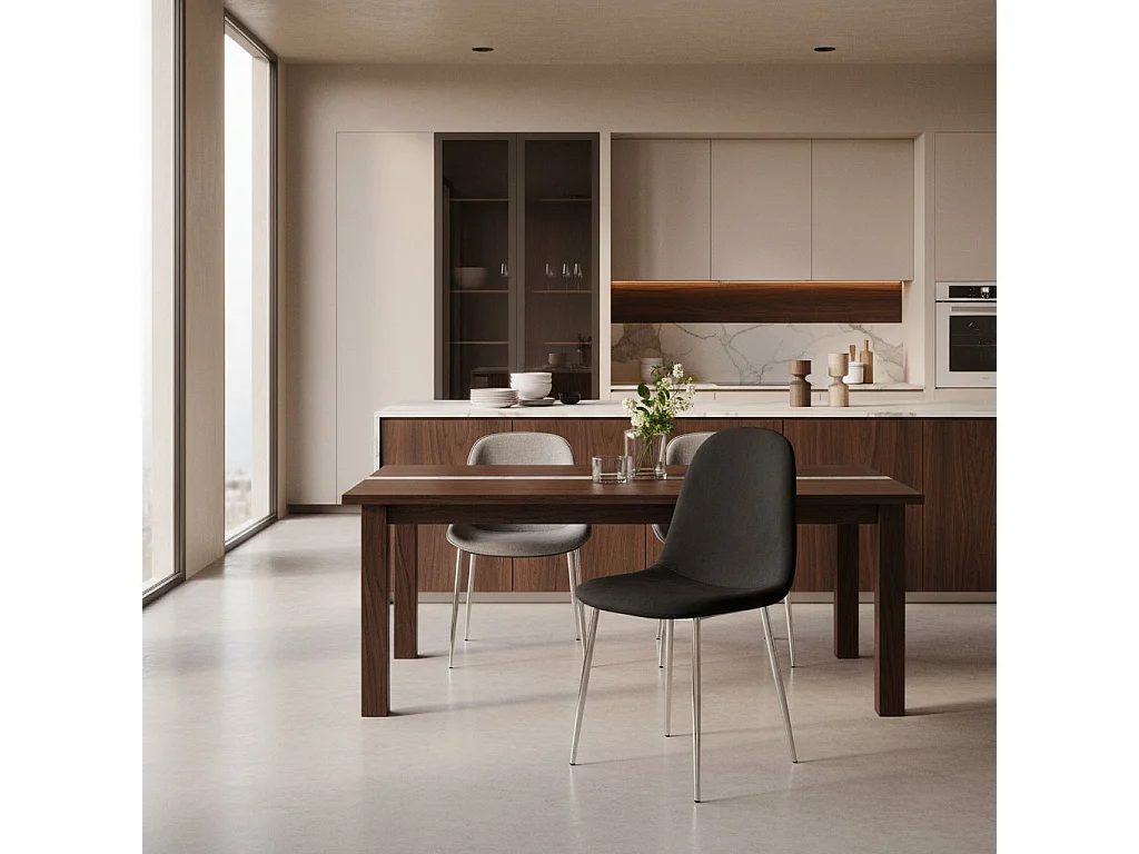 Lot de 6 chaises SCANDINAVE en velours pieds chrome - Noir