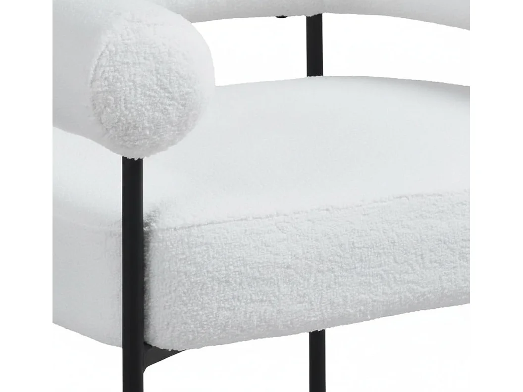 Lot 2 Chaises Salle à Manger Doudou Blanc Accoudoirs 72x60x77cm Métal Noir