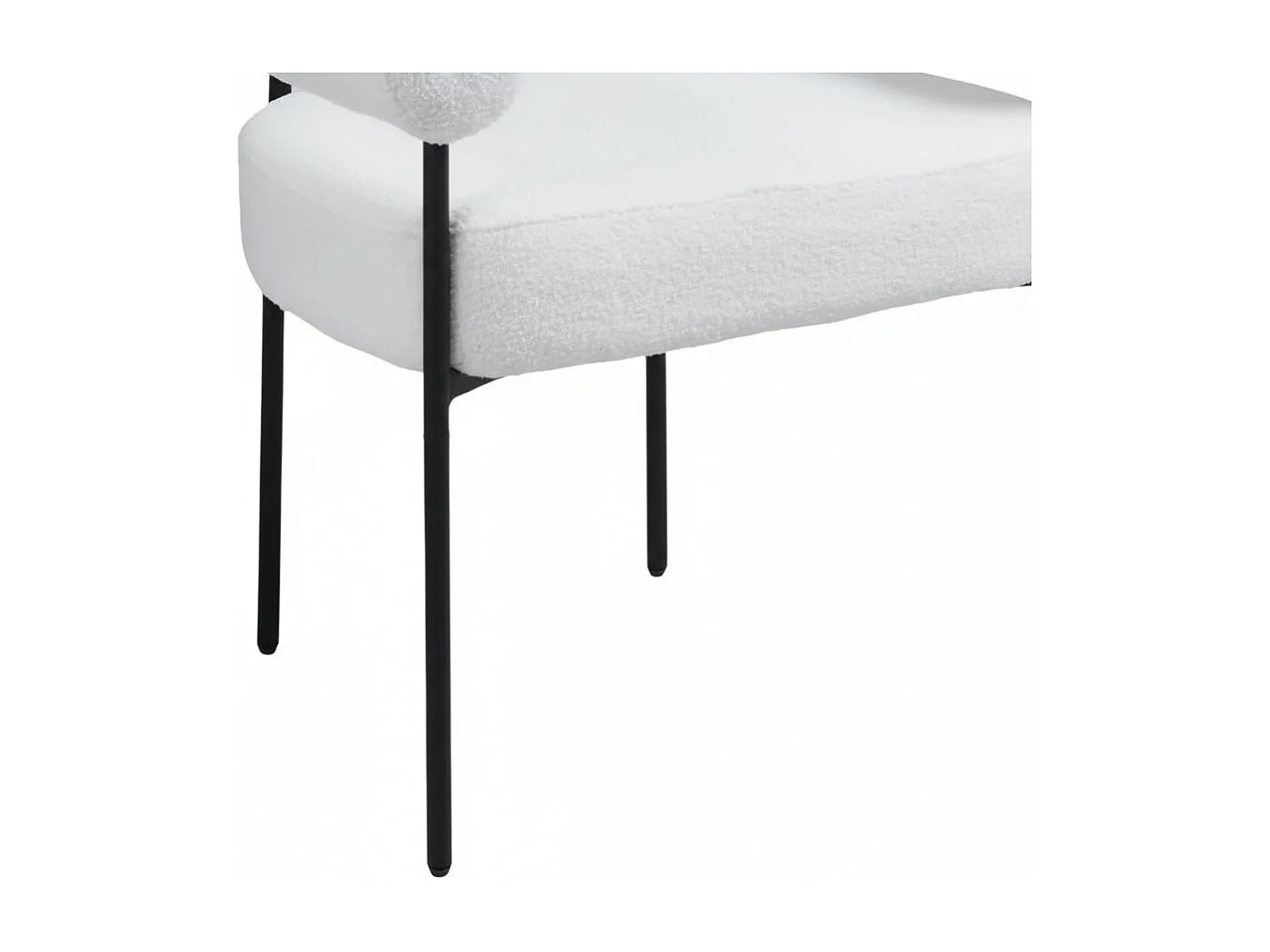 Lot 2 Chaises Salle à Manger Doudou Blanc Accoudoirs 72x60x77cm Métal Noir