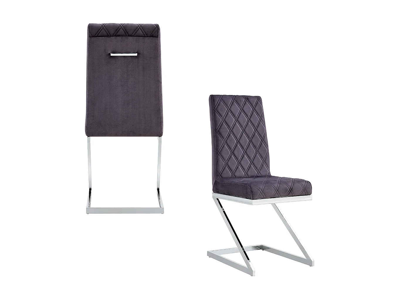 Lot de 2 chaises COCOMAT Chrome et velours