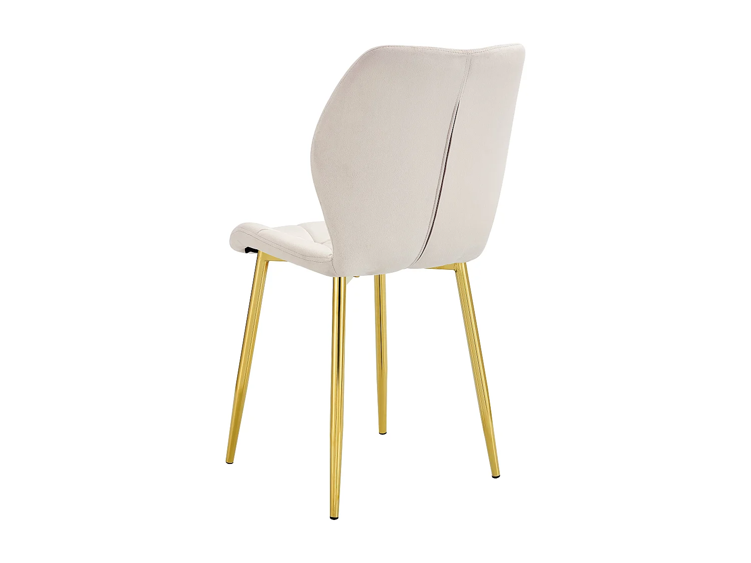 Lot 4 Chaises Salle à Manger Coquillage Velours Beige Pieds Gold 46x58,5x87cm