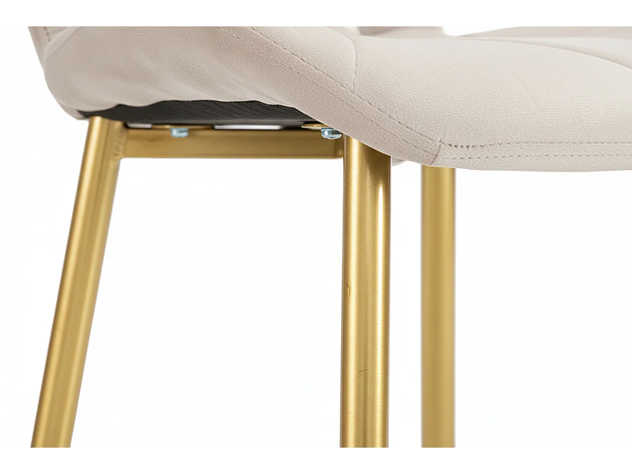 Lot 4 Chaises Salle à Manger Coquillage Velours Beige Pieds Gold 46x58,5x87cm