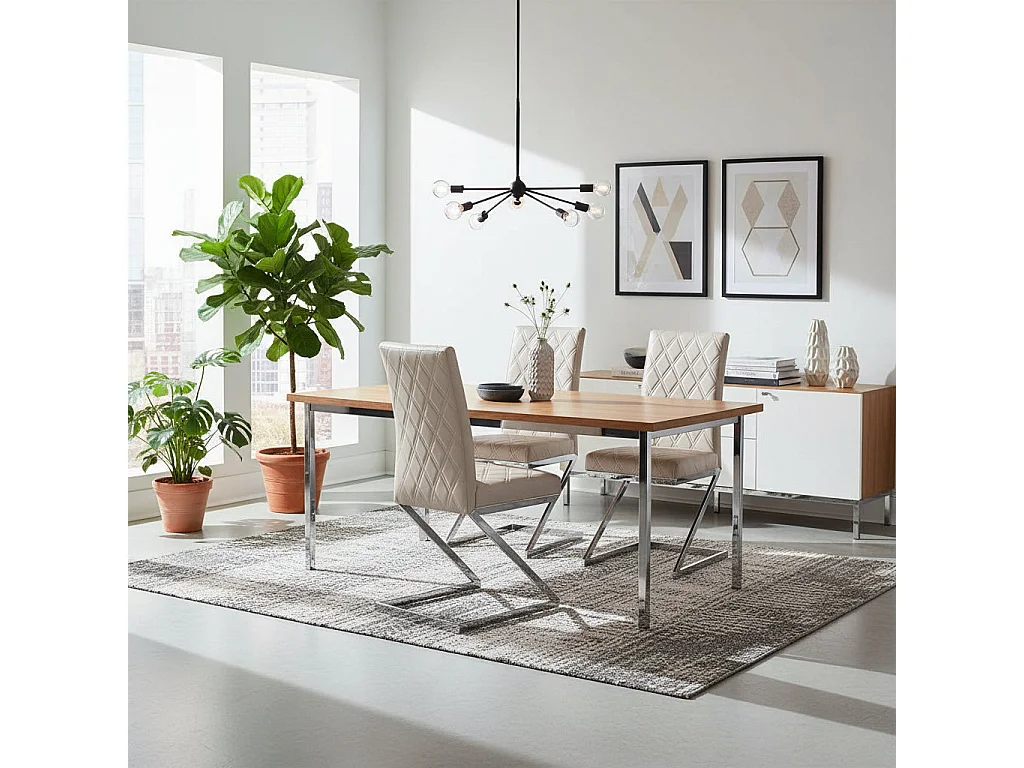 Lot 2 Chaises Salle à Manger Cocomat Velours Moka Pieds Chrome