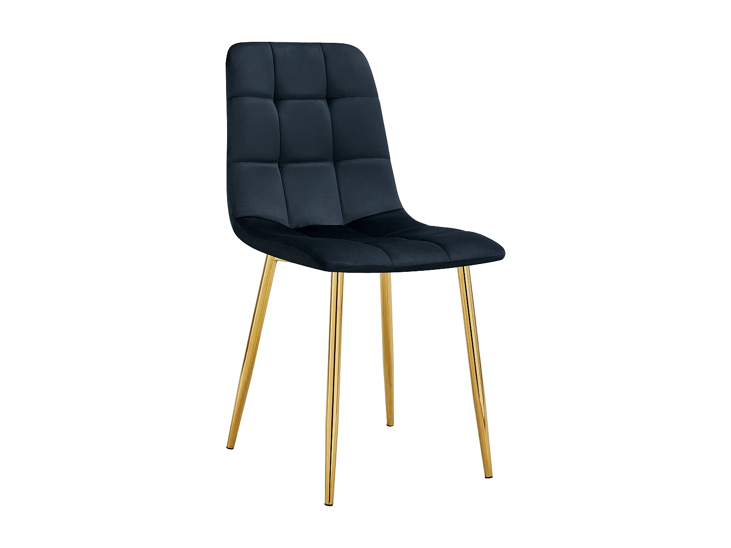 Lot 4 Chaises Salle à Manger Elisa Velours Noir Pieds Gold 42x55x87cm