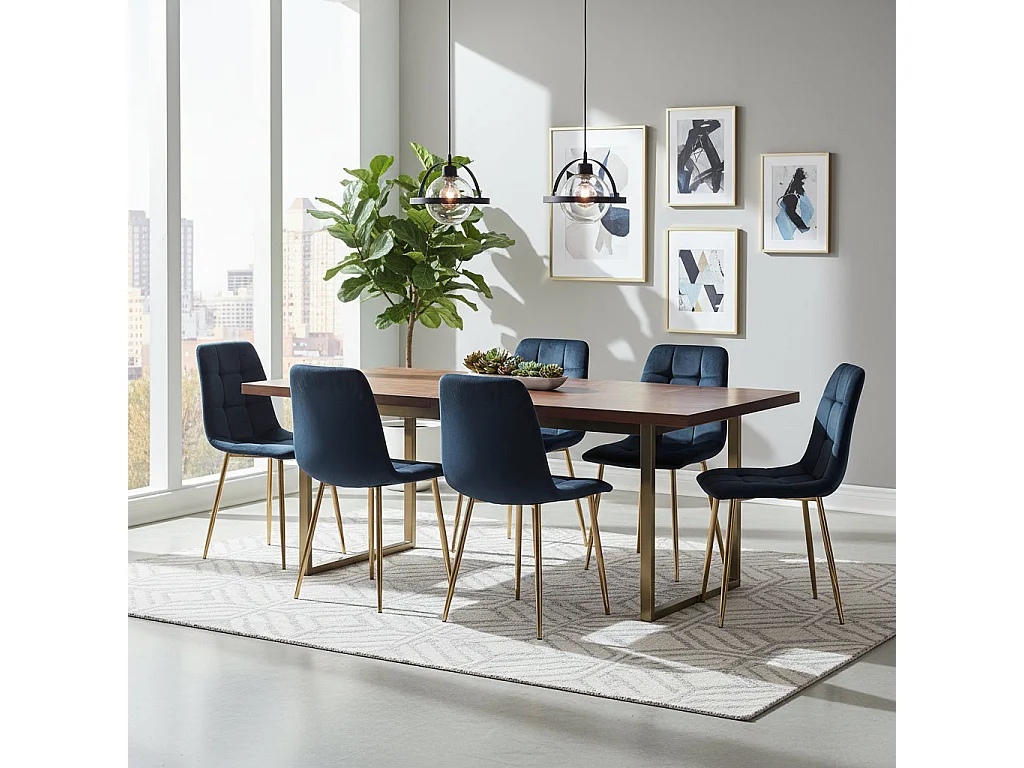 Lot 4 Chaises Salle à Manger Elisa Velours Noir Pieds Gold 42x55x87cm