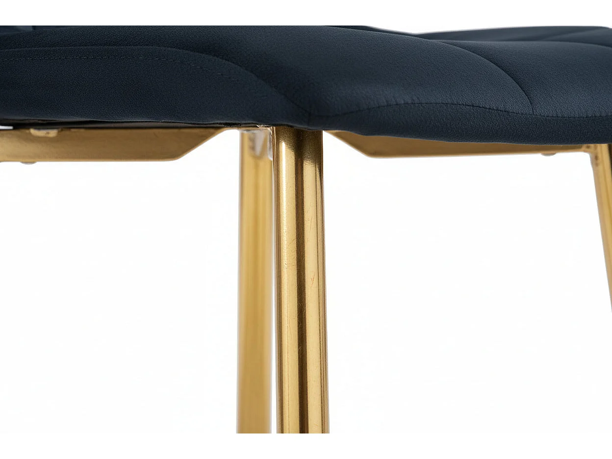 Lot 4 Chaises Salle à Manger Elisa Velours Noir Pieds Gold 42x55x87cm