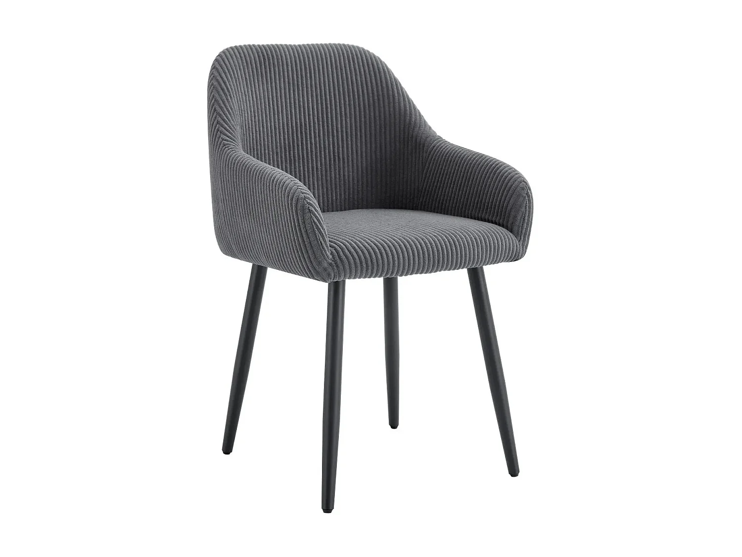 Lot 2 Chaises Salle à Manger Peach Accoudoirs Gris Pieds Métal Noir