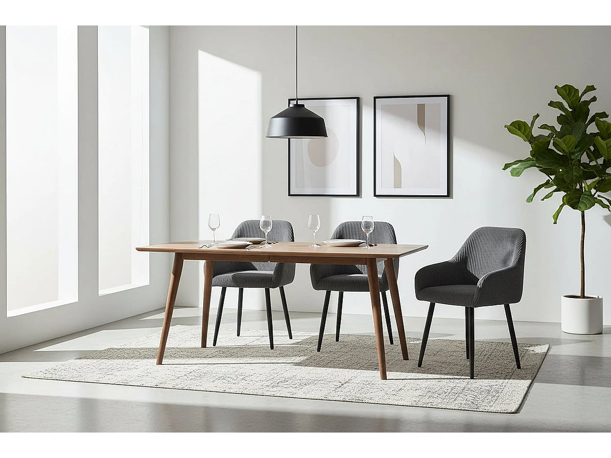 Lot 2 Chaises Salle à Manger Peach Accoudoirs Gris Pieds Métal Noir