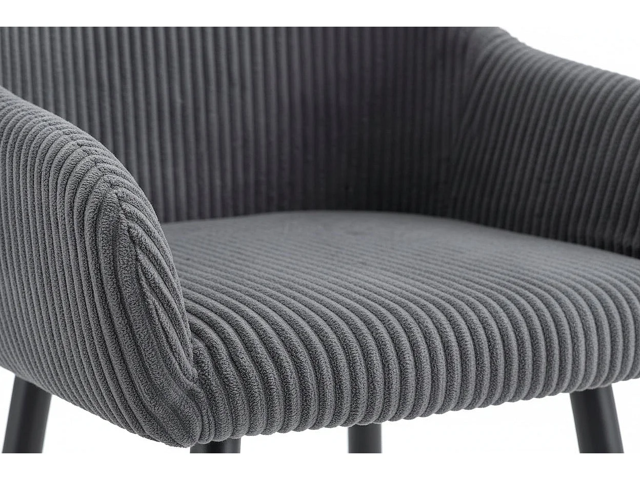 Lot 2 Chaises Salle à Manger Peach Accoudoirs Gris Pieds Métal Noir