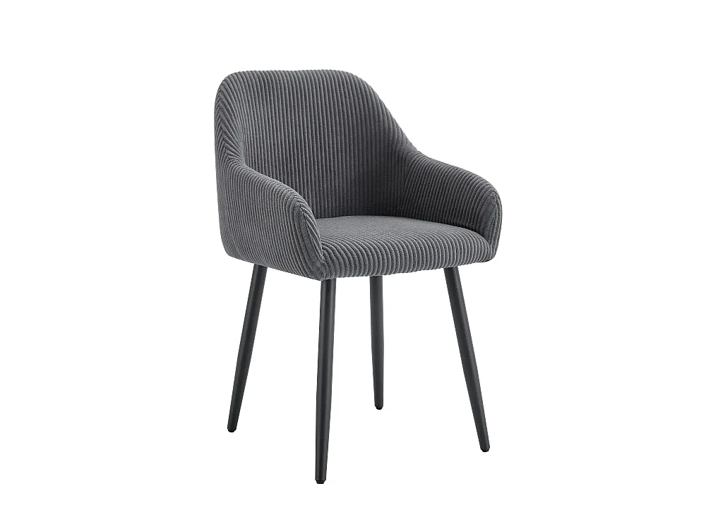 Lot 2 Chaises Salle à Manger Peach Accoudoirs Gris Pieds Métal Noir