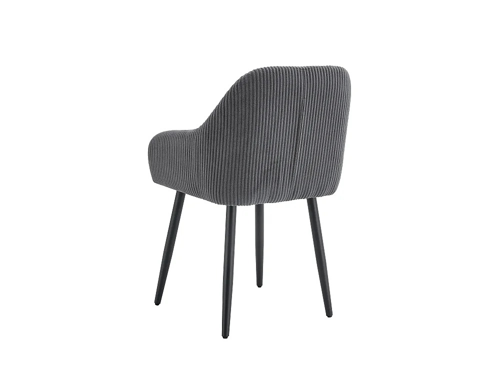 Lot 2 Chaises Salle à Manger Peach Accoudoirs Gris Pieds Métal Noir