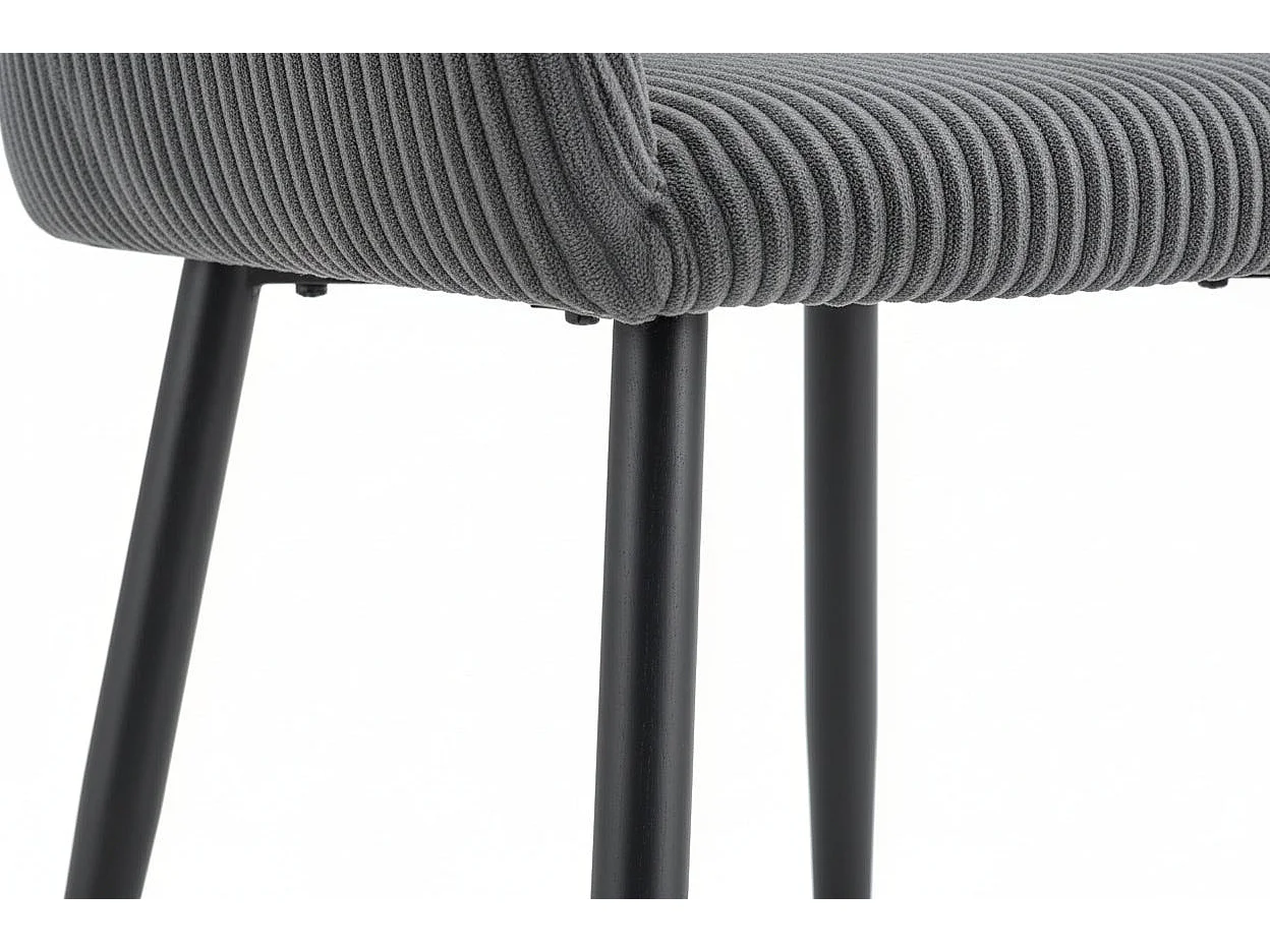 Lot 2 Chaises Salle à Manger Peach Accoudoirs Gris Pieds Métal Noir