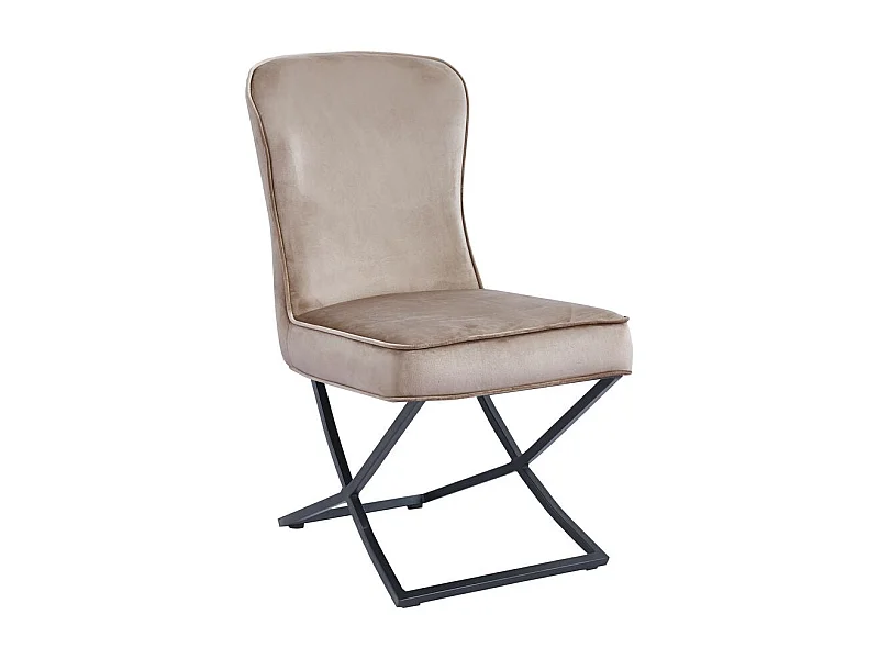 Lot de 4 chaises GABRIELLE Métal noir Velours Capitonné