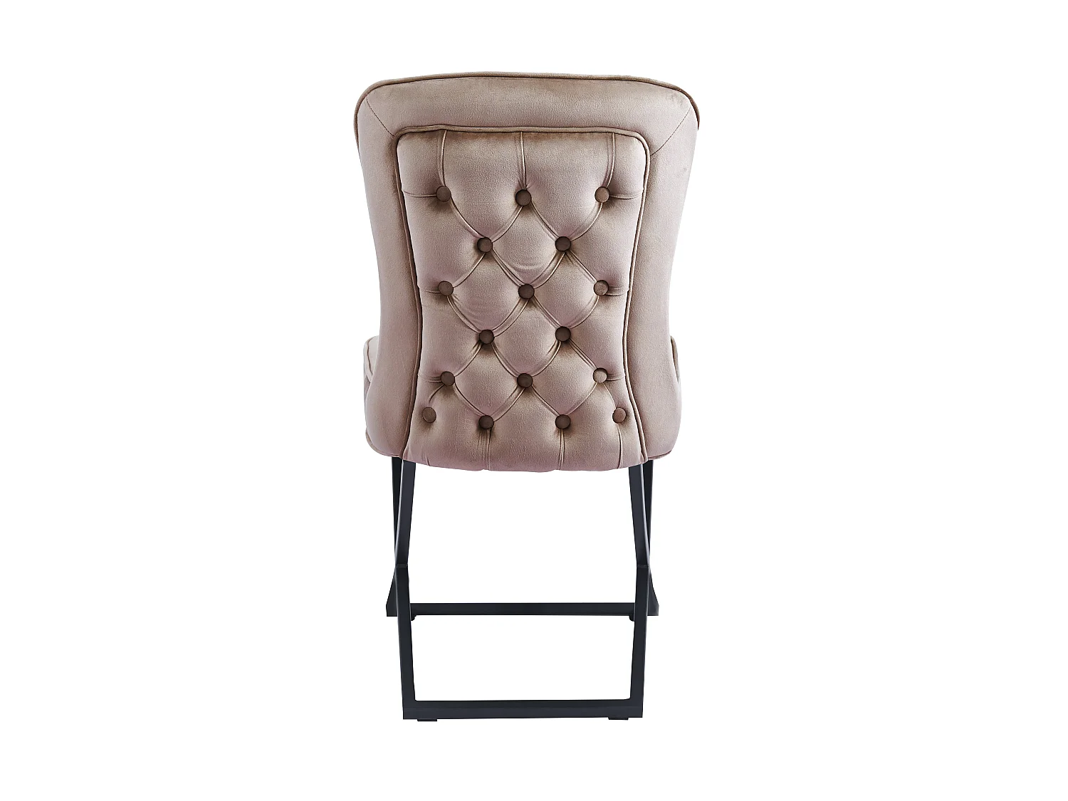 Lot 4 Chaises Salle à Manger Gabrielle Velours Taupe Capitonné Pieds Métal Noir