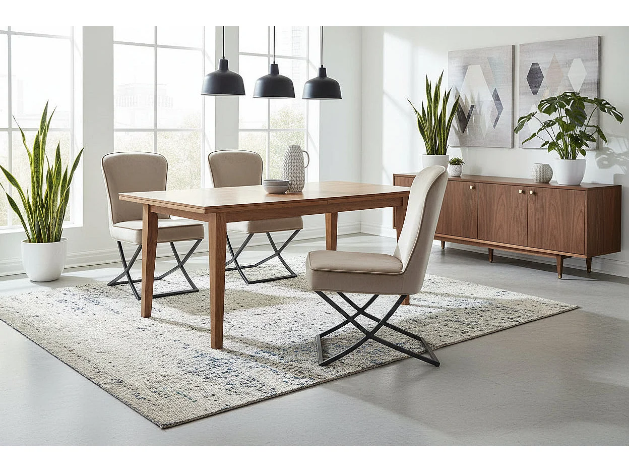 Lot 4 Chaises Salle à Manger Gabrielle Velours Taupe Capitonné Pieds Métal Noir