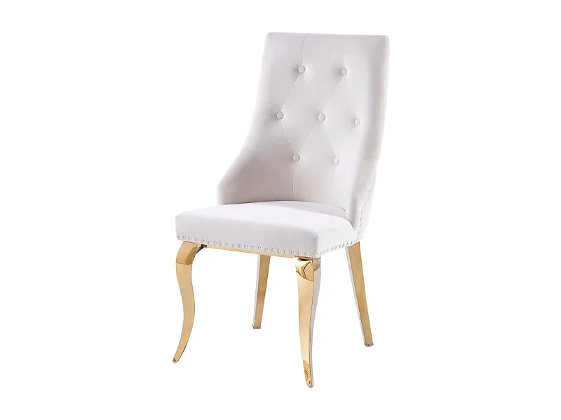 Lot de 2 chaises ANNEAU Capitonnées et Cloutées Gold Velours