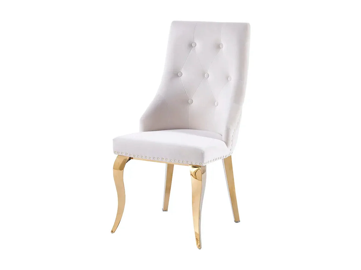 Lot de 2 chaises ANNEAU Capitonnées et Cloutées Gold Velours