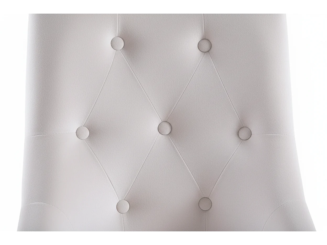 Lot 2 Chaises Salle à Manger Anneau Velours Écru Capitonnées Cloutées Pieds Gold