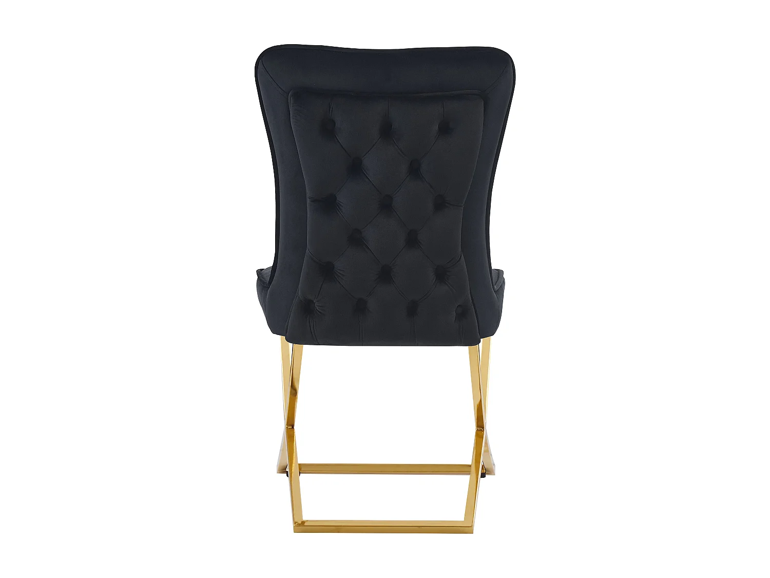 Lot 4 Chaises Salle à Manger Gabrielle Velours Noir Capitonné Pieds Gold