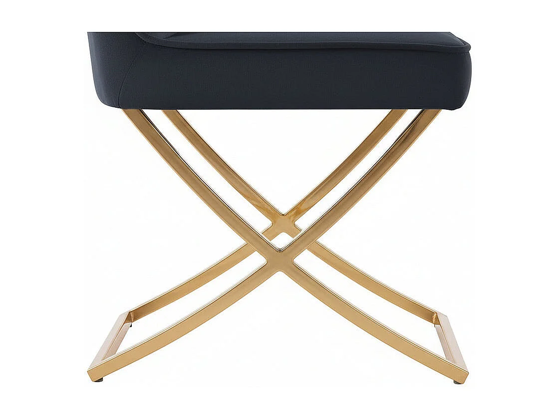 Lot 4 Chaises Salle à Manger Gabrielle Velours Noir Capitonné Pieds Gold